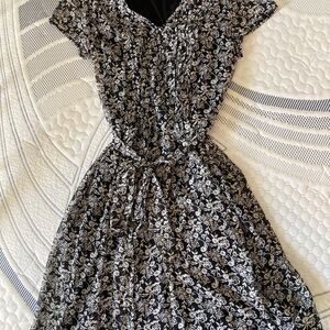 Floral Black and White Dress